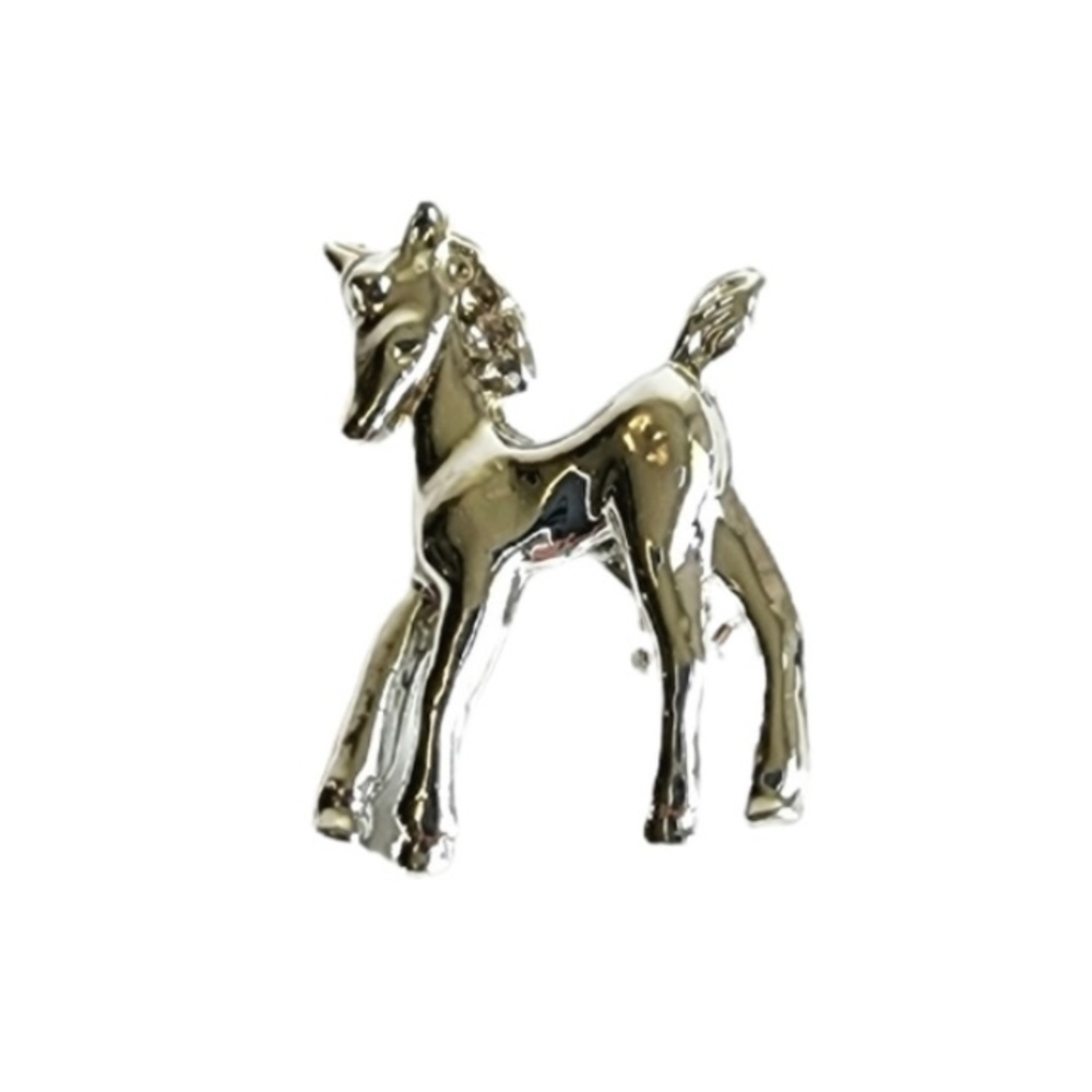 Vintage Horse Brooch Baby Colt Filly Figural Silver Tone Pin‎ Small Dainty